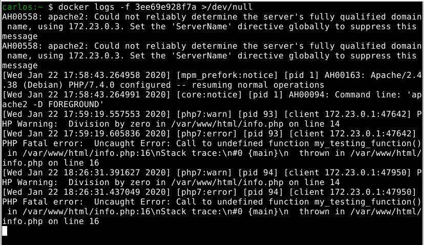 phpstorm docker compose logs missing